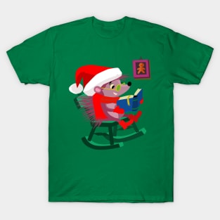 Hedgehog is sitting by the fire and waiting for Christmas T-Shirt